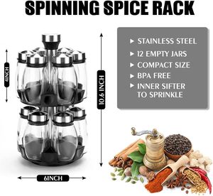 1 Set Multifunctional Rotating <b>Kitchen</b> Spice <b>Rack</b> With 6 Spice Jars Seasoning Jar Set for Home/ Dorm/Restaurant - Product Image 4