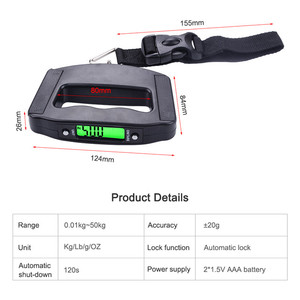 Phong Cách Mới 50Kg/10G Trọng Lượng Màn Hình LCD Di Động Điện Tử Du Lịch Treo Móc Hành Lý Pocket Chính Xác Cân Đo Trọng Lượng - Product Image 4