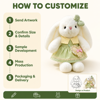 Peluche Lapin avec Robe Menthe et Sac Cœur, Animal en Peluche Doux Crème, Cadeau Lapin en Peluche