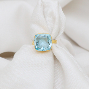 2025 anillos ajustables para mujer hermoso diseño hecho a mano Topacio Azul piedra preciosa 18K chapado en oro boda fiesta joyería de moda - Product Image 3