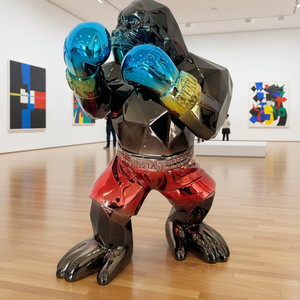 Luxury Boxing <strong>Gorilla</strong> Statue Chrome Plated Resin Geometric Kong Sculpture Large for Office Power Decor &amp; Fitness Gift - Product Image 3