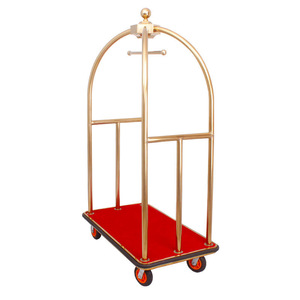 Carrito de equipaje para el vestíbulo del hotel, de acero inoxidable, titanio, dorado, para aeropuerto, individual, para pasajeros, pequeño, con tapa dorada, de empuje manual - Product Image 5