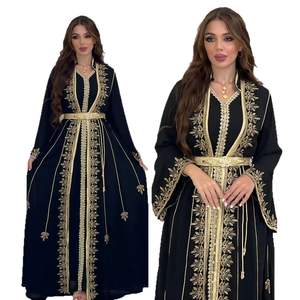 महिलाओं की मामूली लंबी आस्तीन वाली मामूली अबाया दो-टुकड़े सेट कढ़ाई पॉलिएस्टर मुस्लिम रोबे को शरद ऋतु के लिए सीधे मध्य निर्यात करती है। - Product Image 2