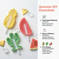 Moule à glaçons réutilisable en silicone de qualité alimentaire TPE PP, formes d'ananas, pastèque, cactus, pour sucettes d'été DIY