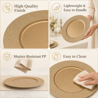 Assiettes de présentation en PP texturé doré de 13 pouces, légères et incassables, pour mariages, banquets et événements