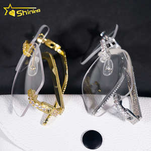 Fast Shipping Hip Hop <strong>Fashion</strong> <strong>Glasses</strong> Copper CZ Frame Fully Iced Out Legs Cheapest Price Decoration <strong>Glasses</strong> Wholesale Price - Product Image 5
