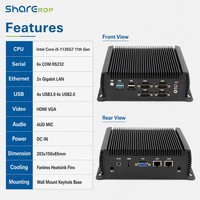 Sharerdp Core I5 11.ª Generación 1135G7 6 COM Doble Gigabit 128g SSD con VGA RS232 Red Integrada Mini PC Industrial Sin Ventilador