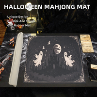 Ensemble de tapis de mahjong KXXL Premium sur le thème d'Halloween avec des motifs de fantômes et de sorcières pour une décoration de table d'intérieur effrayante et un jeu amusant