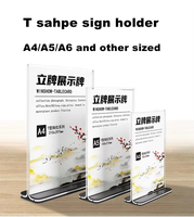 Support d'affichage publicitaire A4/A5/A6, stable et durable, support de menu de table en forme de T, porte-panneau en acrylique