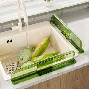 Protection anti-éclaboussures pour évier de cuisine, en plastique transparent, à fixer sur le comptoir, multifonctionnelle, pour le lavage de la vaisselle et des légumes - Product Image 2
