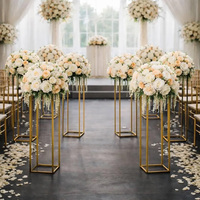 Supports de centre de table dorés avec présentoirs en acrylique transparent pour décorations de table de mariage, support de présentation de fleurs en métal