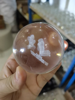 Boule de cristal polie de 60 mm de la marque Panda, tendance mode, avec motifs gravés d'éléphant, d'arbre, de Saturne, de lotus, de fleur, de feuille, de herbe et de Père Noël