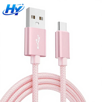 Câble de données USB-A vers Type-C 5V 2A en nylon tressé pour iPhone et Android, charge rapide, personnalisable, vente en gros