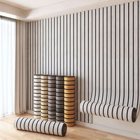 Panneau mural 3D cannelé auto-adhésif imperméable à l'eau, texture bois, grille à fentes, autocollant mural pour la décoration de fond de salon