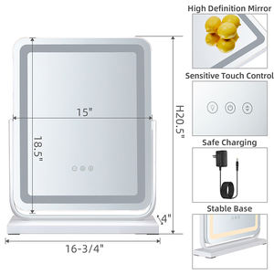 Iron Frame Tabletop White Lighted 12 Dimmable Led <b>Bulbs</b> Touch Screen Adjustable Brightness Vanity Makeup Mirror With Light - Product Image 4