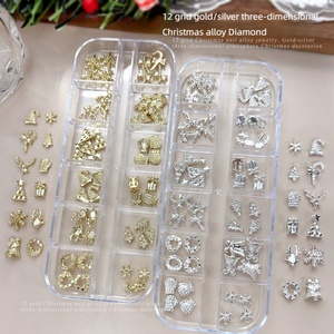 Décorations d'ongles de Noël en alliage, 12 compartiments, assortiment varié, spéciales pour salons de manucure - Meilleures ventes - Product Image 2