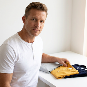 T-shirt à manches longues en coton 100% 245GSM, col Henley, tricot lourd, coupe classique, couleur unie, pour homme - Product Image 2