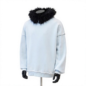 Unisex Light Blue Hooded Fleece Pullover Sweatshirt 100% Cotton Breathable Eco-Friendly Regular Fit Winter Streetwear - Product Image 3
