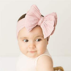 Bandeau élastique en <span class=keywords><strong>nylon</strong></span> avec nœud papillon, couleur unie, pour nouveau-né, garçons et filles, 1 pièce - Product Image 6
