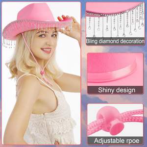 Quescu femmes strass blanc chapeau de <span class=keywords><strong>Cowboy</strong></span> mariée Cowgirl chapeau pour enterrement de vie de jeune fille Halloween Costume tenue décontracté cadeau pour - Product Image 3
