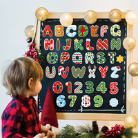 Aimants de réfrigérateur magnétiques personnalisés en forme de chiffres et d'alphabet de Noël, lettres peintes à la main, décoration de réfrigérateur, ensemble de cadeaux éducatifs