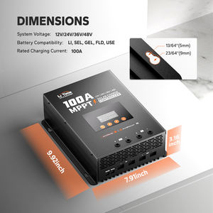 Contrôleur de <span class=keywords><strong>charge</strong></span> solaire Bluetooth LiTime à efficacité énergétique maximale 100A MPPT 12V/24V/36V/48V - Product Image 4