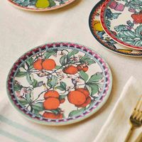 Assiette de table en céramique de luxe contemporaine peinte à la main, motif floral, vaisselle décorative personnalisée