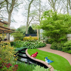 Oniya 블루 제이 메탈 버드 가든 마당 조각 예술 대형 현실적인 서있는 수제 Bluejay 장식 레드 추기경 동상 - Product Image 4