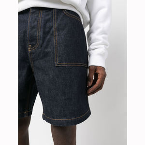 Pantaloncini 100% in cotone in Denim per <span class=keywords><strong>uomo</strong></span> a contrasto giallo <span class=keywords><strong>brillante</strong></span> con cuciture larghe al ginocchio pantaloncini in Denim grezzo classici quotidiani - Product Image 5