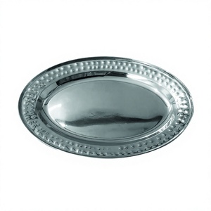 Prix de gros Plateau Ovale Martelé Martelé et Jante Couleur Antique Réutilisable Métal Alimentaire Rond Acier Inoxydable - Product Image 1