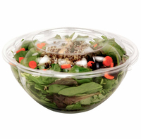 Bol à salade en PET transparent |   Conteneur pour aliments froids de 16 oz à 48 oz |   Couvre-boîte plat/dôme, 100% recyclable, imprimable OEM, contenants en plastique pour aliments