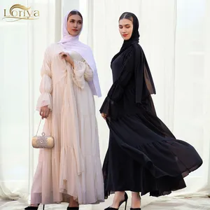 Loriya Hot Selling Nice Chiffon Modest Abaya Cardigan Islamic Clothing Muslim Women Long Dress