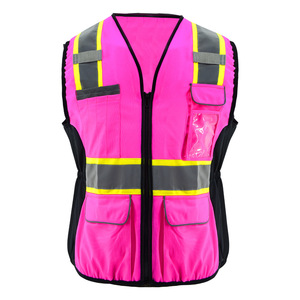 <span class=keywords><strong>Gilet</strong></span> de sécurité réfléchissant <span class=keywords><strong>rose</strong></span> 100% polyester avec logo personnalisé, veste de travail pour la sécurité routière et la sécurité au travail - Product Image 6