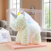 Cadeau de la Saint-Valentin 520 : Rose PE Grande Licorne Haut de Gamme, Cadeau d'Anniversaire Créatif, Fleur Éternelle Faite à la Main pour Usage Intérieur