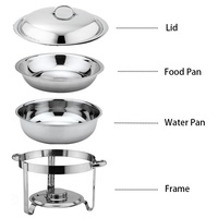 Goud Zilver Ronde Chafing Gerechten Buffet Set Duurzame Roestvrijstalen Voedsel Warmer Soep Chafer Kleine Catering Voor Evenement Party