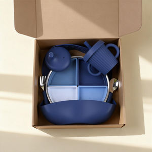 Ensemble de repas pour bébé en acier inoxydable personnalisé, sans BPA, facile à nettoyer, compatible lave-vaisselle, assiette pour enfants, gobelet à bec verseur, cuillère, vaisselle - Product Image 5