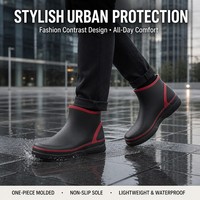 Bottes de pluie en caoutchouc à enfiler, semelle plateforme épaisse antidérapante, légères, imperméables, décontractées, courtes, personnalisées, en néoprène, type deck boots
