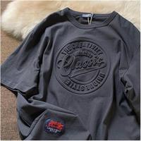 T-shirt Homme Premium Original 100% Coton Col Rond Vintage Logo Délavé Couleur Blanc Brique Épais pour l'Été