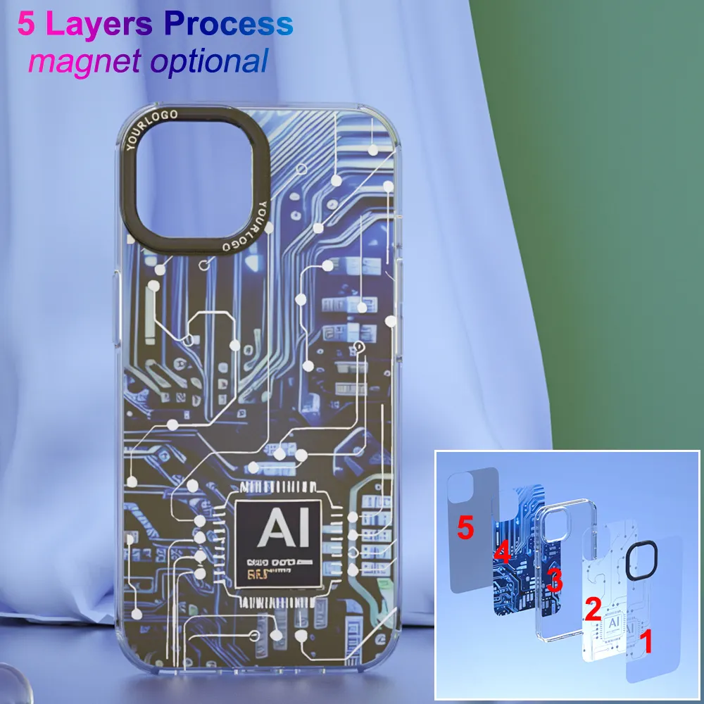 NEW Custom OEM ODM IMD IML Technology Magnetic Magnet Magsafes 3D 5 Layers Print Tpu Mobile Phone Case Cover For iPhone Series