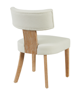 Beige Eetkamerstoelen, Moderne Boerderij Keukenstoelen Met Houten Poten, Linnen Stoffen Eetkamerstoelen Met Gebogen Vleugelrug - Product Image 3