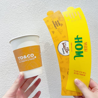 Manchons de tasses à café en papier kraft noir, isolants, jetables, personnalisables avec logo imprimé, pour boissons chaudes ou froides