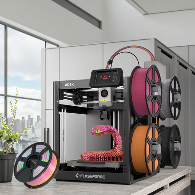 Flashforge AD5X New 4-Color Automatic FDM 3D Printer with PLA Support USB Connectivity Auto Leveling Heated Bed 1 Year Warranty