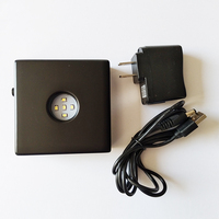 Base pour projecteur de lumière led, plaque carrée en bois, noir mat, pour bouteille carrée en cristal 3D 9x9cm
