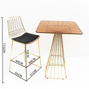 شبكة كوتيل لوسي حديثة قابلة للتكديس ، إطار معدني ذهبي مصنوع يدويًا ، بارستول على طاولة عالية للمناسبات - Product Image 2