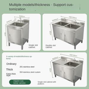 Évier de cuisine à bol unique en acier inoxydable 304 avec armoire intégrée plate à usage domestique commercial à 1 trou pour la cuisine de restaurant - Product Image 5