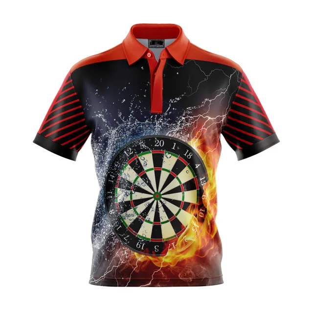 Groothandel Goedkope Prijs Korte Mouwen Vuurpatroon Dart Poloshirt Ontwerp Team Logo Naam