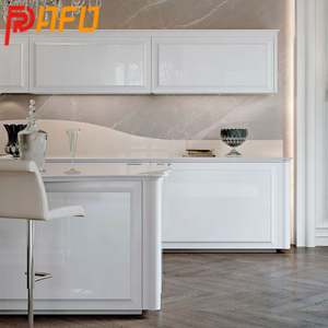 Muebles de Cocina Completos con Encimera de Cuarzo Personalizada, Estilo Moderno, Gabinete de Cocina Automático Blanco Brillante con Isla - Product Image 5