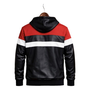 Chándal de cuero con capucha y cremallera, ligero, cómodo y de alta calidad para hombre, personaliza tu propio diseño, chándales de cuero para hombre - Product Image 3