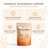 LuvVita Astaxanthine Naturelle 12mg Gélules Molles Triple Force Soutien Antioxydant pour la Santé de la Peau, des Yeux et des Articulations Complément Végétalien Sans OGM
