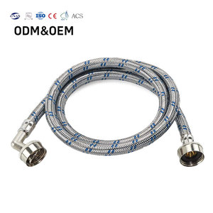 Tuyau de machine à laver manuel en acier inoxydable, coudé à 90 degrés, tressé et durable, pièces d'appareils électroménagers avec joint anti-fuite - Product Image 1